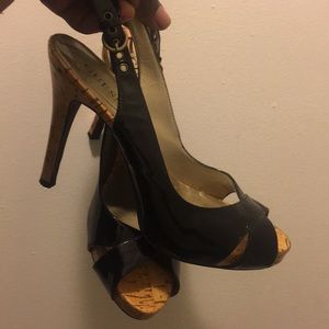 Guess Shoes .. Black with cork style heel
